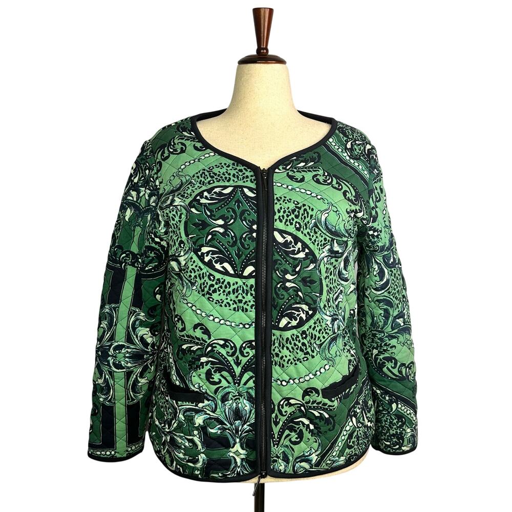 Women's Olsen Europe Quilted green Lightweight Jacket Size XL